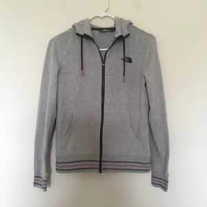The North Face Full Zip Hoodie Womens Sz S Hooded Sweatshirt Gray Y2K Preppy